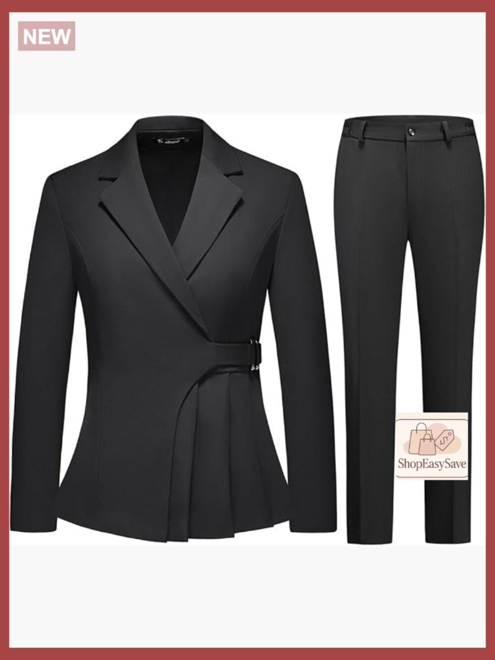 Womens Pantsuit 2 Piece Set Business Casual Blazer Jacket Irregular Hem - Picture 1 of 6